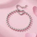 925 Sterling Silver 16+5cm White Gold Plated Heart Bracelet for Women-3