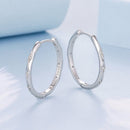 925 Sterling Silver White Gold Plated Hoop Earrings with CZ - 2.0cm-3