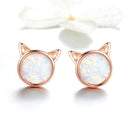925 Sterling Silver Plated Rose Gold Opal Earrings 0.8cm for Women-3