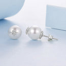 925 Sterling Silver Earrings with CZ and Synthetic Pearl for Women-7