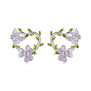 925 Sterling Silver Enamel CZ Plated Earrings-2