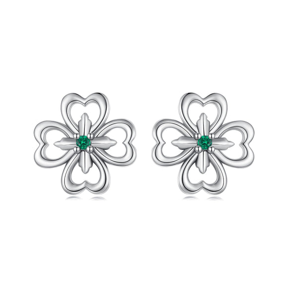 925 Sterling Silver Earrings with Pavé Setting CZ, 0.9cm, Oxidized Silver for Women