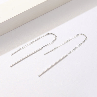 925 Sterling Silver Plated Platinum Earrings - 0