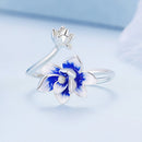 925 Sterling Silver Enamel Flower Ring-2