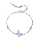 925 Sterling Silver White Gold Plated Bracelet with Enamel and CZ - 15+6cm Length-3