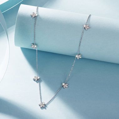 925 Sterling Silver Moissanite 0.25 Carat Necklace with Pavé Setting for Women - 0
