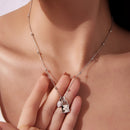 925 Sterling Silver White Gold Plated Necklace with CZ and Nacre for Women-6