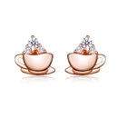 925 Sterling Silver Rose Gold Plated Pavé CZ Earrings for Women-1