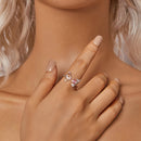 925 Sterling Silver Ring with Pavé Setting CZ, White Gold Plated, 1.7mm Width, for Women-7