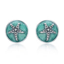 925 Sterling Silver Oxidized Enamel Earrings-1