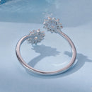 925 Sterling Silver Snowflake Ring with Pavé CZ in White Gold for Women-4