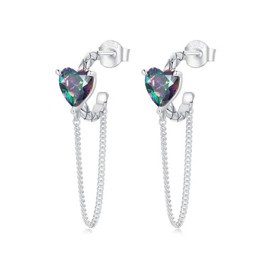 925 Sterling Silver Transparent Glass Earrings for Women - 0