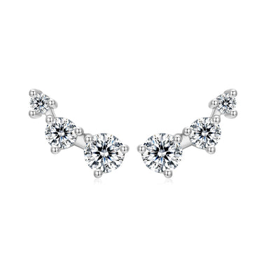 925 Sterling Silver Earrings with Pavé Setting CZ | Size 0.6*1.45cm for Women