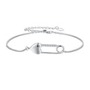 925 Sterling Silver Bracelet with CZ Pendant - 160mm Length and 8x26mm Pendant Size for Women-1