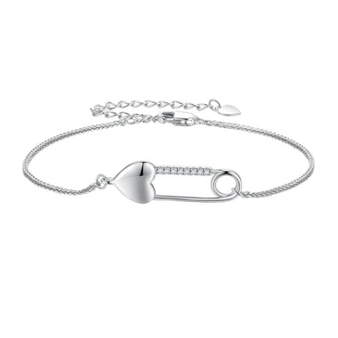 925 Sterling Silver Bracelet with CZ Pendant - 160mm Length and 8x26mm Pendant Size for Women