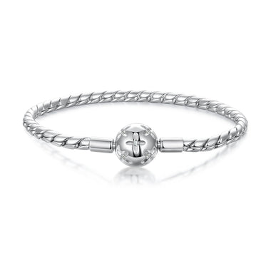 925 Sterling Silver White Gold Plated Bracelet with CZ Pendant for Women
