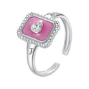 925 Sterling Silver Enamel Pavé Setting CZ Pendant 1.3x1.0cm for Women-1