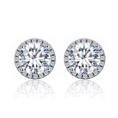925 Sterling Silver Plated Platinum Pavé Setting CZ Earrings for Women