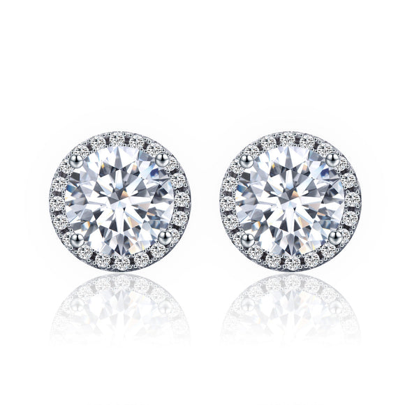925 Sterling Silver Plated Platinum Pavé Setting CZ Earrings for Women