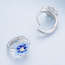 925 Sterling Silver Earrings with Enamel and Pavé Setting, 10mm for Women-7