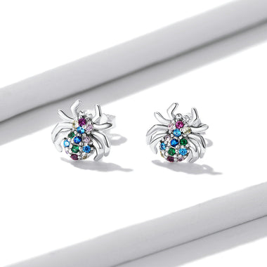 925 Sterling Silver Earrings with Pavé Setting CZ, Oxidized Silver, 0.7*0.8 cm for Women - 0
