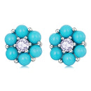 925 Sterling Silver Turquoise Pavé Setting CZ Earrings for Women-1