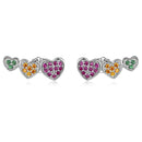 925 Sterling Silver Earrings with Pavé Setting and Plated Platinum, Size: 0.5*1.3cm, Women-1