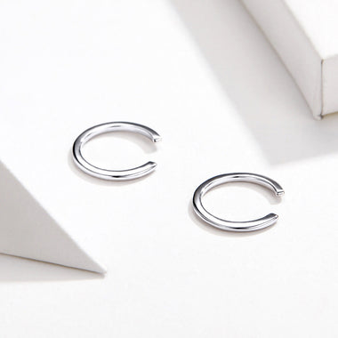925 Sterling Silver Earrings with Platinum Plating, 1.3cm for Women - 0