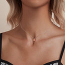 925 Sterling Silver Necklace with Synthetic Opal Pendant, 45cm, Plated White Gold for Women-4