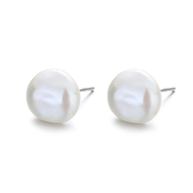 925 Sterling Silver White Gold Plated Freshwater Pearl Earrings
