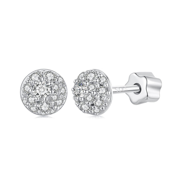 925 Sterling Silver White Gold Plated Moissanite Earrings Size 10mm for Women
