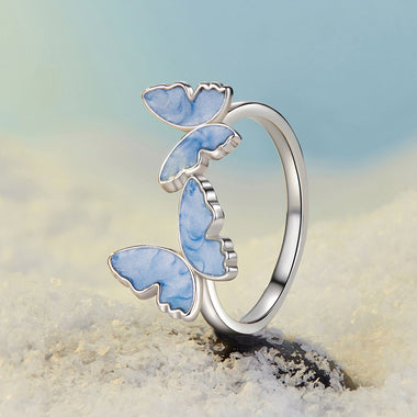 925 Sterling Silver Enamel Plated White Gold Ring for Women - 0