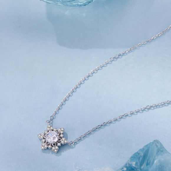 925 Sterling Silver White Gold Plated CZ Necklace 45cm for Women