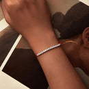 925 Sterling Silver Adjustable White Gold Plated Bracelet with CZ-7