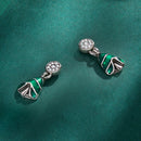 925 Sterling Silver Earrings with Enamel and Pavé Set CZ in Oxidized Silver-5