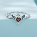 925 Sterling Silver Oxidized CZ Pendant Ring Size 6 for Women-4