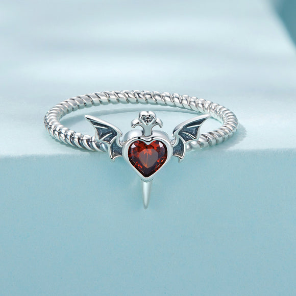 925 Sterling Silver Oxidized CZ Pendant Ring Size 6 for Women