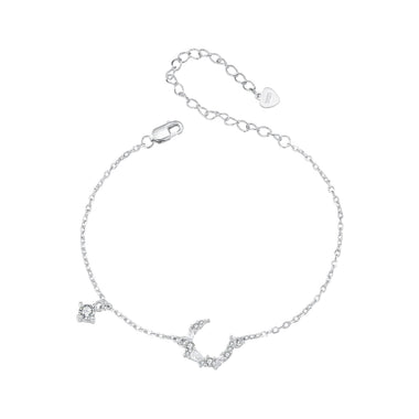 925 Sterling Silver CZ Bracelet with White Gold Plating, 150mm Length for Women - 0