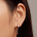 925 Sterling Silver Earrings with Pavé Setting and Platinum Plating, 2.7 x 0.6 cm for Women-5