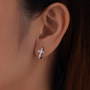 925 Sterling Silver Hoop Earrings with Pavé Setting CZ, 1.3x0.8cm, for Women-7
