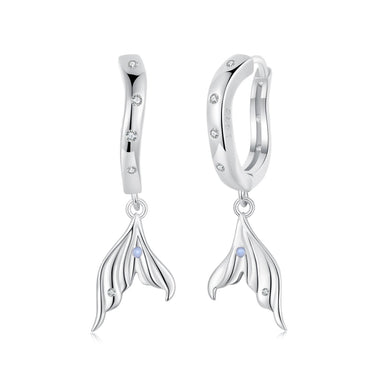 925 Sterling Silver Earrings with Nano Opal Stone and CZ in White Gold Finish - 0
