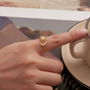 925 Sterling Silver Gold Plated Ring with Synthetic Opal Sun & Moon for Women-5