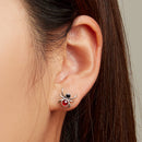925 Sterling Silver Earrings with Pavé Setting CZ and Transparent Glass-7