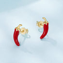 925 Sterling Silver Gold Plated Enamel Earrings for Women-3
