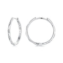 925 Sterling Silver White Gold Plated Hoop Earrings with CZ - 2.0cm-1