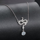 925 Sterling Silver Moissanite 0.50 Carat Necklace with CZ Pavé Setting in White Gold, 40+5cm for Women-2