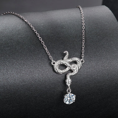 925 Sterling Silver Moissanite 0.50 Carat Necklace with CZ Pavé Setting in White Gold, 40+5cm for Women - 0
