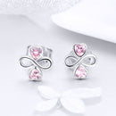 925 Sterling Silver Platinum Plated Pavé Setting CZ Earrings-2