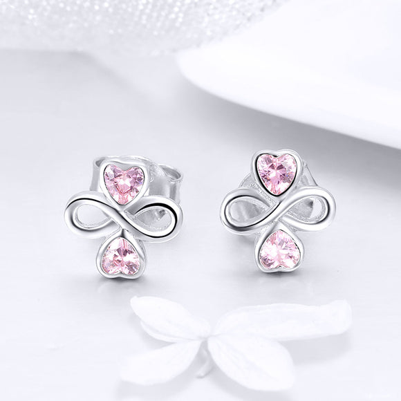 925 Sterling Silver Platinum Plated Pavé Setting CZ Earrings