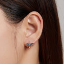 925 Sterling Silver Dragonfly Earrings with CZ and Enamel - 0.9 cm for Women-7